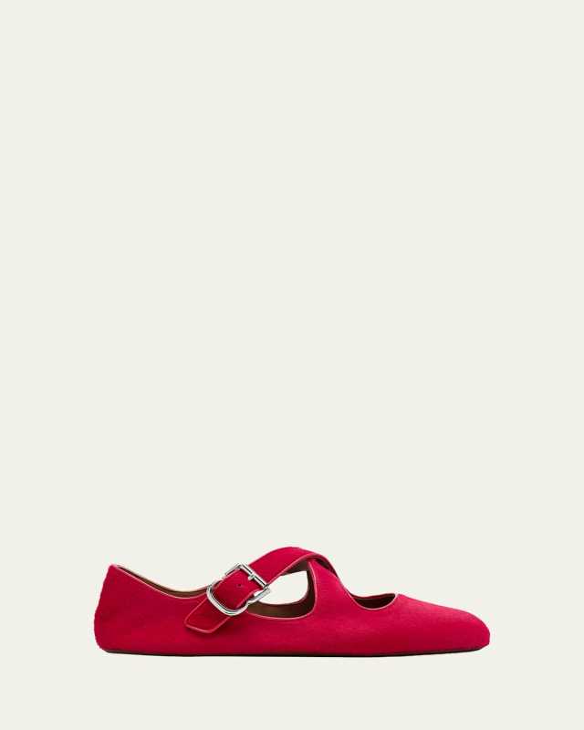 Crisscross Calf Hair Ballerina Flats